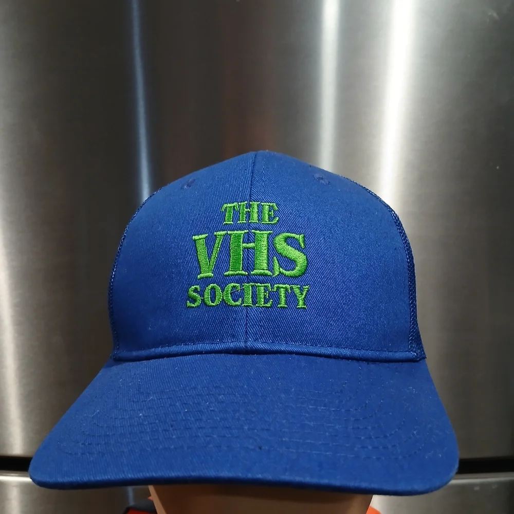 NWOT The VHS Society Blue and White Adjustable Trucker Hat